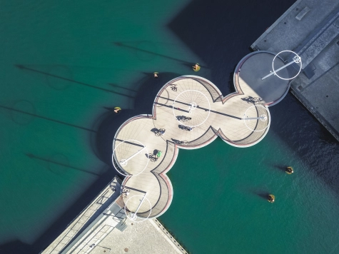 aerial view of circle bridge