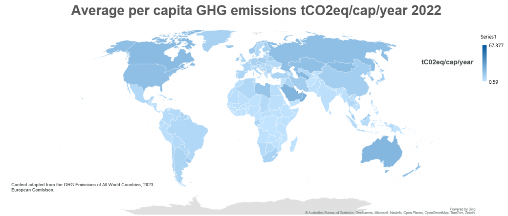 Average per capita GHG emissions map