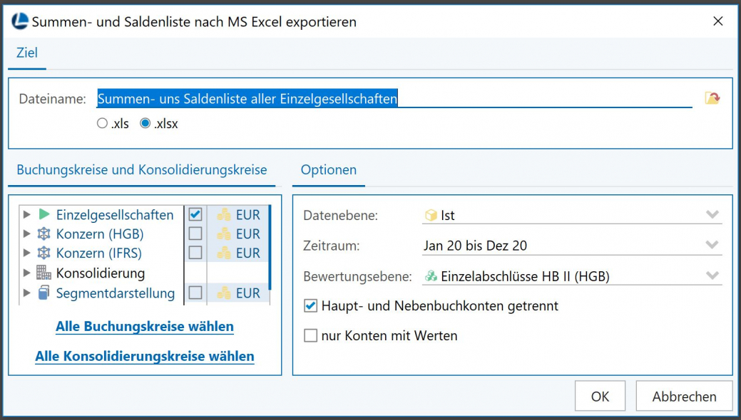 Abruf von Summen- und Saldenlisten für alle 