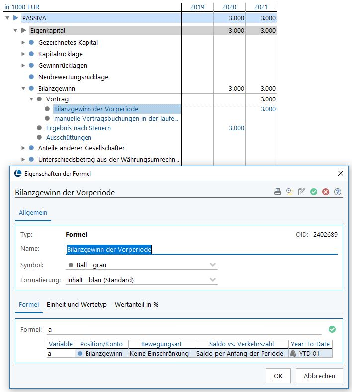 Darstellung mit Formelfunktion