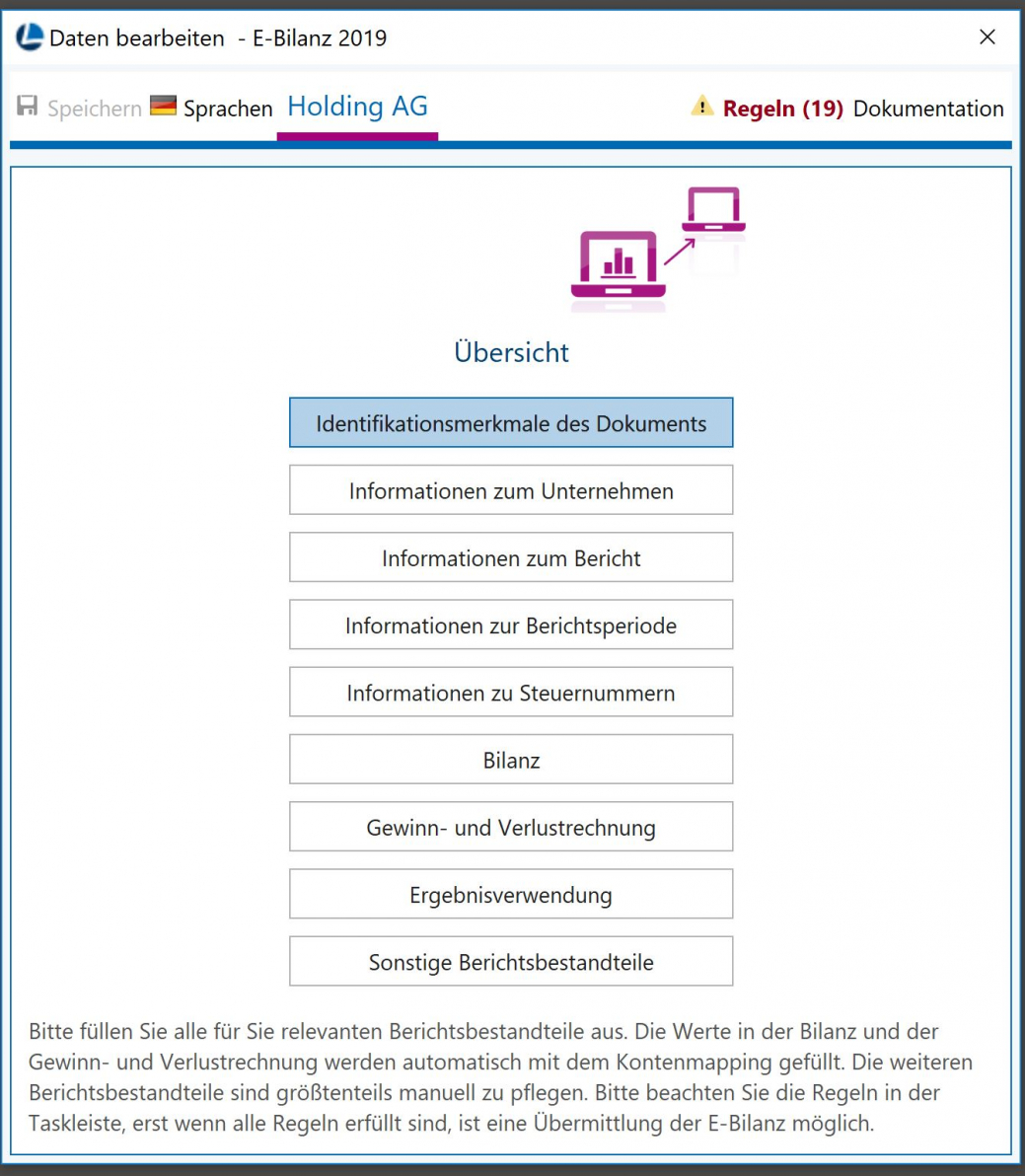 E-Bilanz Übersicht mit Regelverletzungen