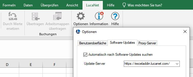 MS Excel-Menübank mit markierter Updateverfügbarkeit